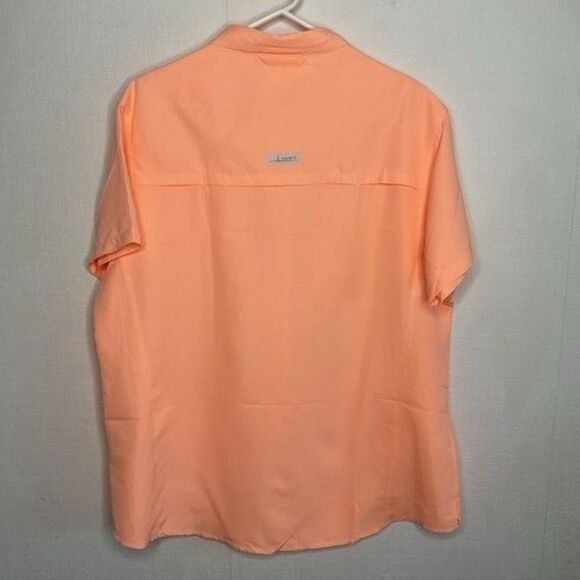NWT Habit UPF40+ Vented Short Sleeve Button Up Shirt Women Size 2XL Peach Orange - Picture 9 of 12